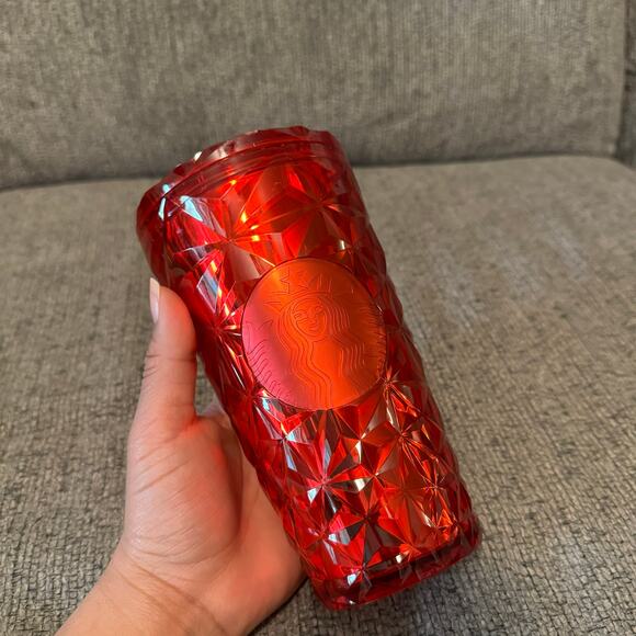 Starbucks Holiday 2023 Red Prism Crystal Tumbler Cold Cup No Straw Included 16oz - Picture 5 of 6